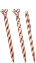 Load image into Gallery viewer, Rose Gold Diamond Ballpoint Pen Set
