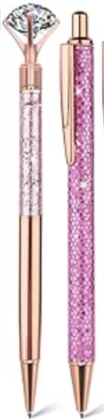 metal crystal ballpoint pen pink color
