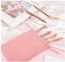 Load image into Gallery viewer, Set of 6 Rose Gold Ballpoint Pens with a gift pouch
