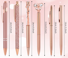 Load image into Gallery viewer, Set of 6 Rose Gold Ballpoint Pens with a gift pouch
