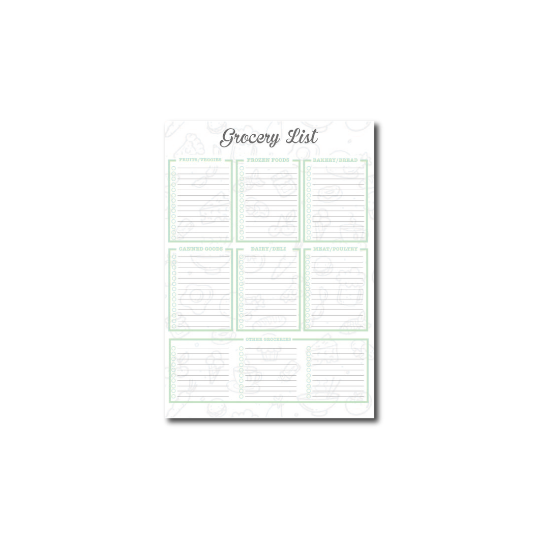 Magnetic Pastel Green Grocery List Notepad