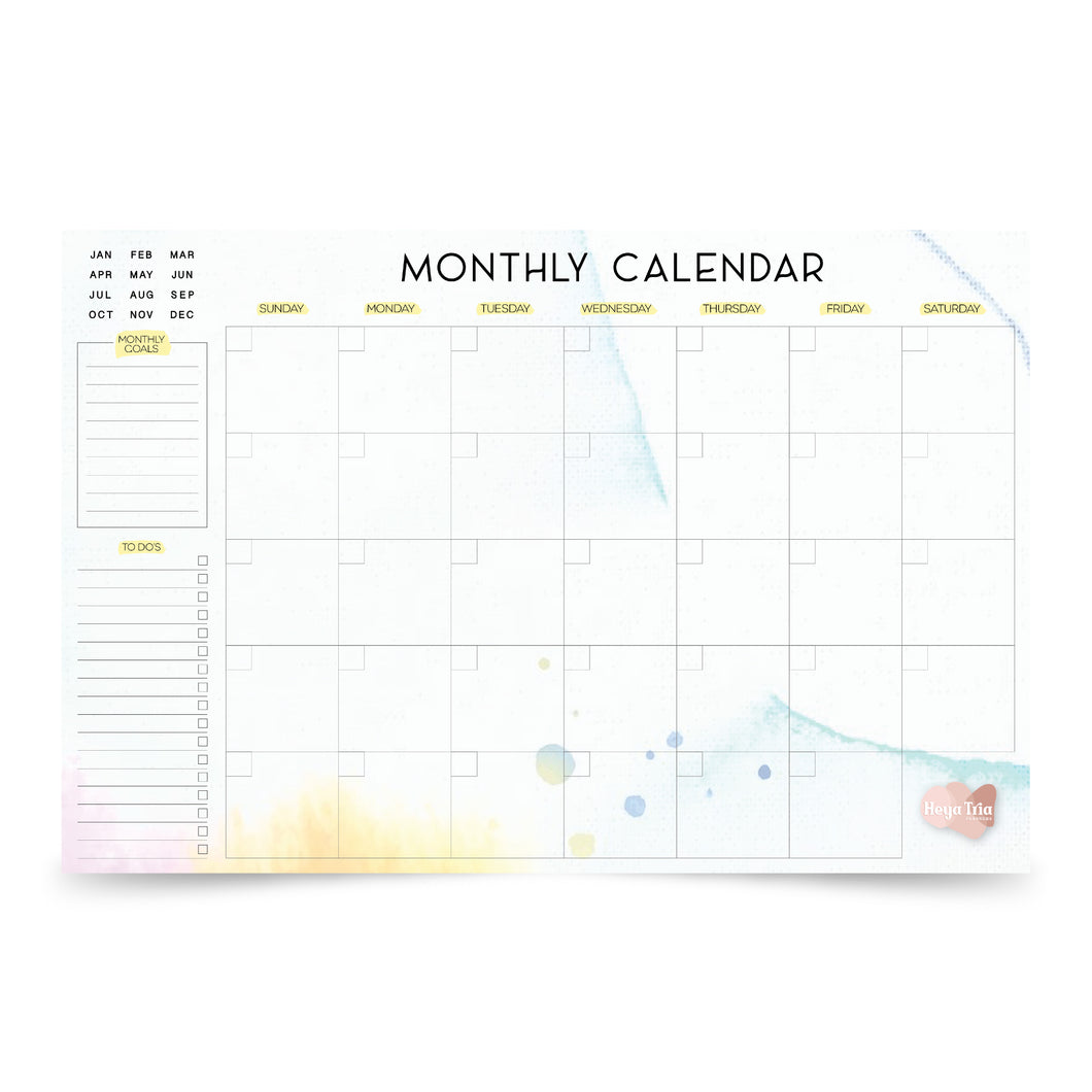 Pastel Yellow/Blue Monthly Planner